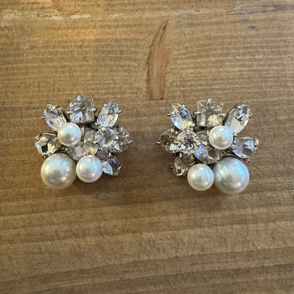 J.CREW PARTY EARRINGS Pearl and Diamond